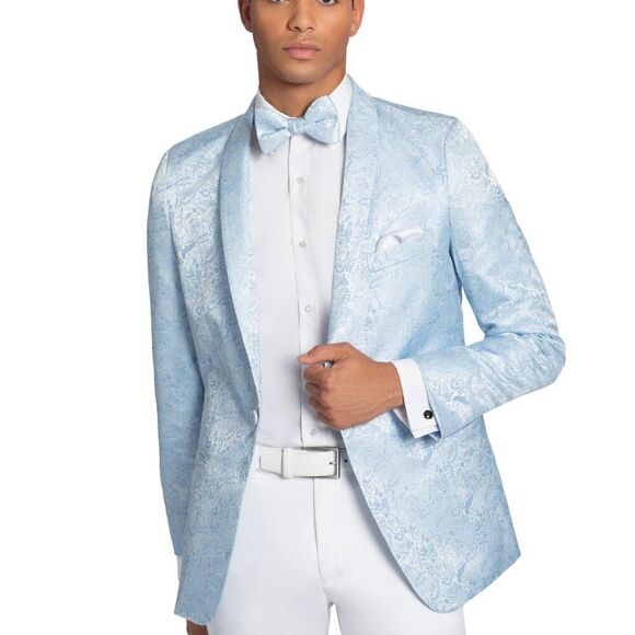 Tuxedo Jacket with Bowtie - Mark of Distinction Wedgewood Aries Blue Paisley - Picture 1 of 8